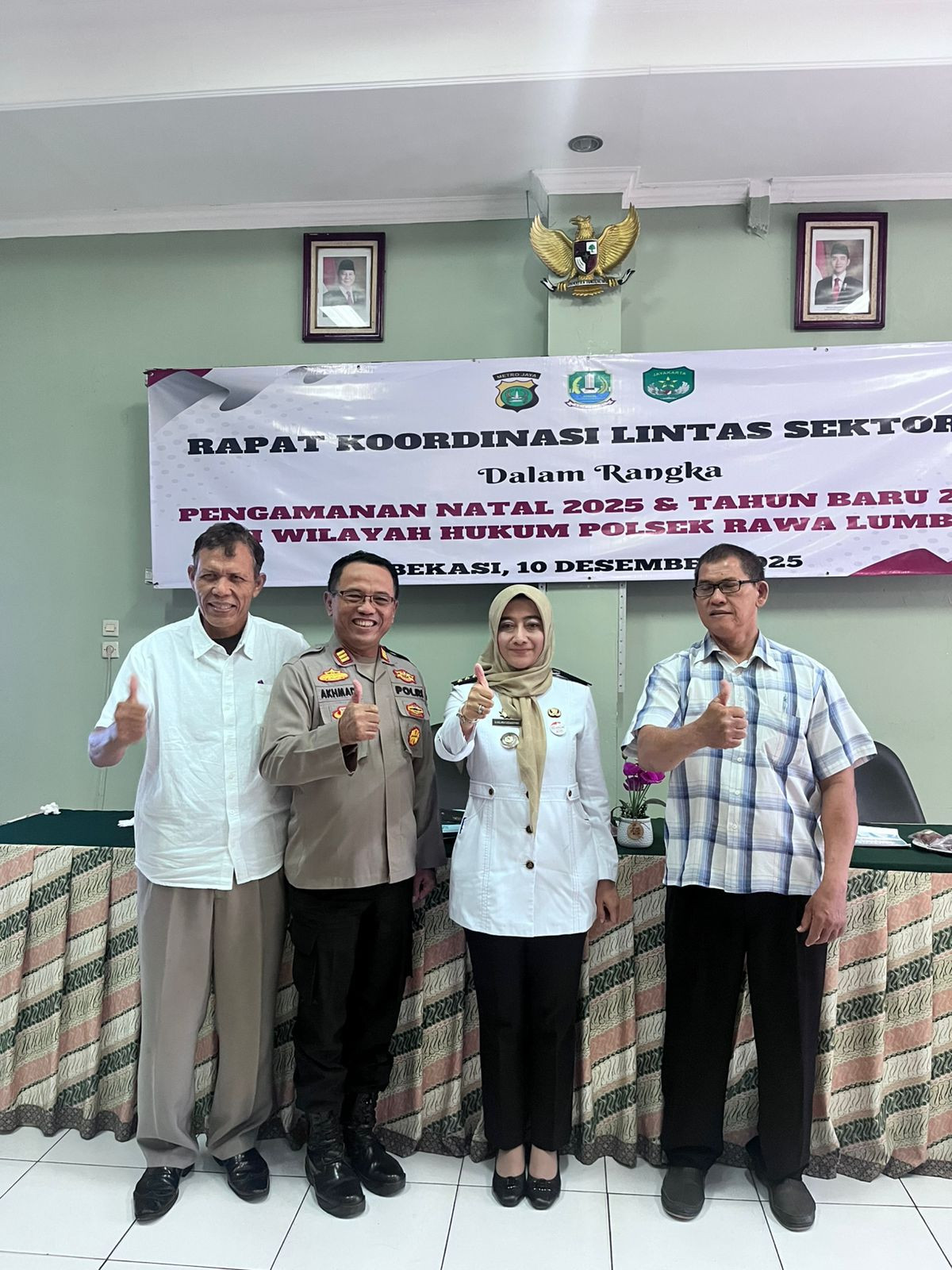 Kapolsek Rawalumbu Pimpin Giat Rakord Lintas Sektoral Pengamanan Natal 2025 dan Tahun Baru 2026
