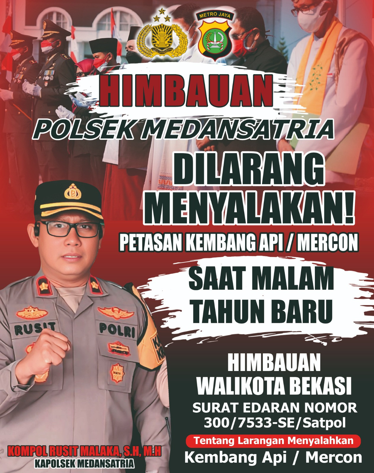 Kapolsek Medansatria Imbau Warga Tak Nyalakan Petasan Saat Tahun Baru 2026