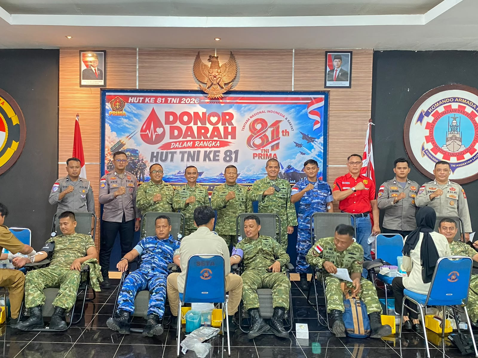 Semarak HUT Ke-81 TNI, Danlanal Bintan Bersama Prajurit Ikuti Donor Darah