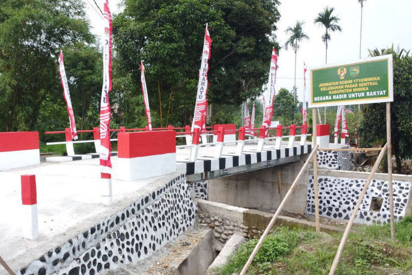 Kodim 1710/Mimika Rampungkan 10 Titik Jembatan Beton Garuda Merah Putih di Kabupaten Mimika