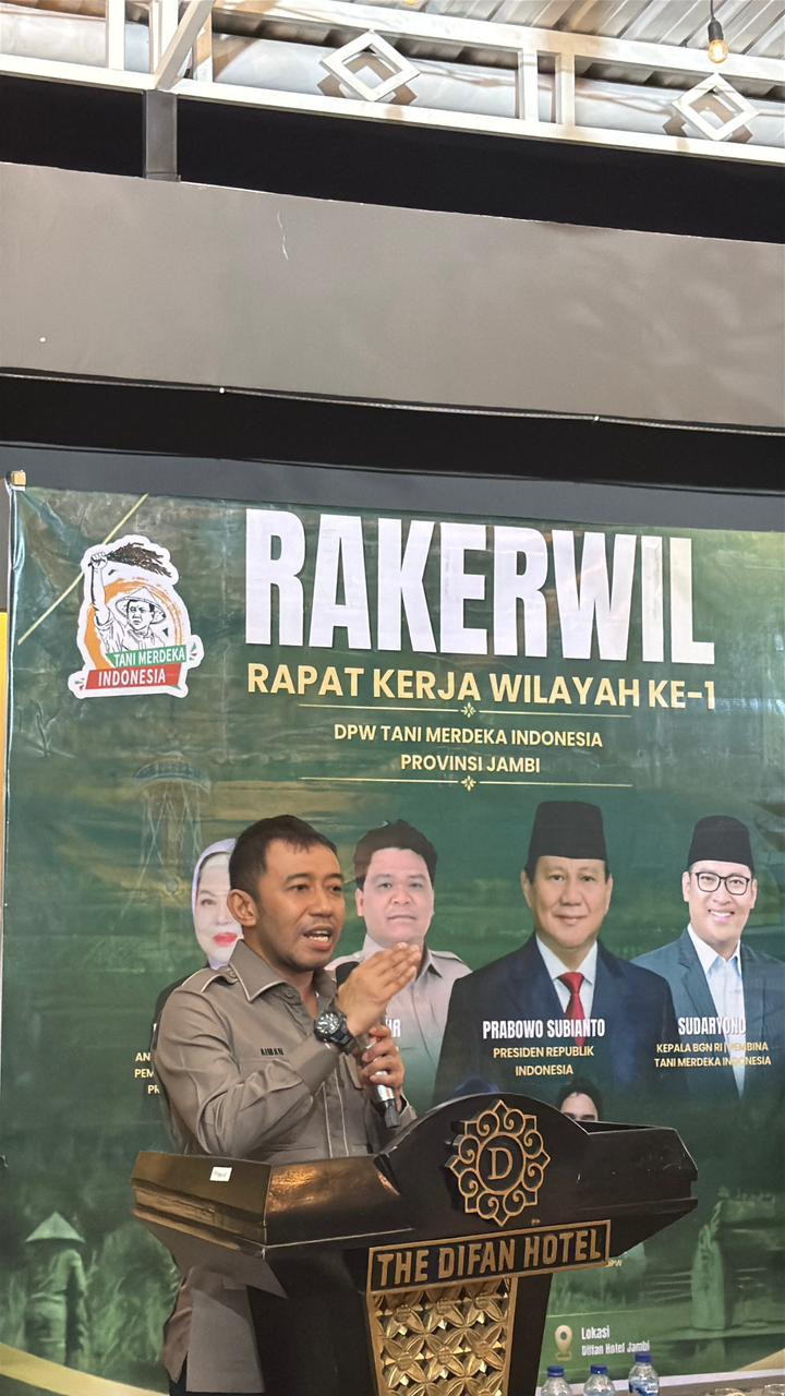 Tutup Rakerwil I DPW TMI Provinsi Jambi, Aiman Adnan WAKETUM DPN Tani Merdeka Indonesia Siap Kawal Hasil Rekomendasi ke Pemerintah Pusat