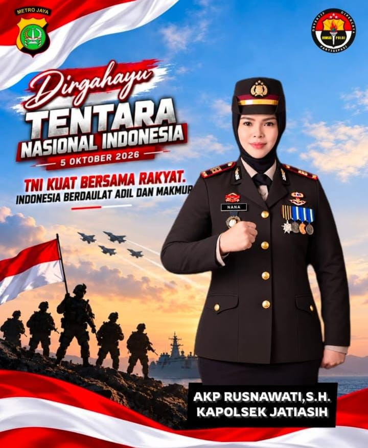 HUT TNI ke - 81,Kapolsek Jatiasih AKP Rusnawati Sampaikan Semangat TNI Kuat Bersama Rakyat