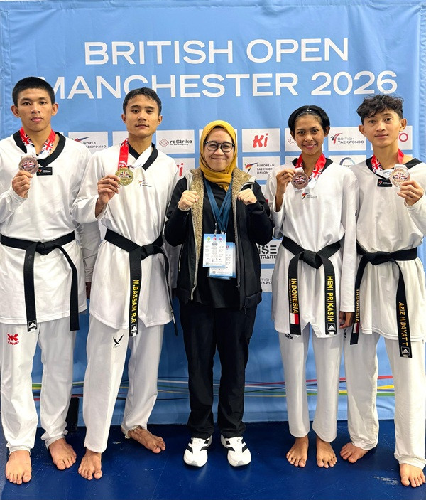 Tim Pelatnas Taekwondo Indonesia Sabet 4 Medali di British Taekwondo International Open 2026 Manchester, Inggris