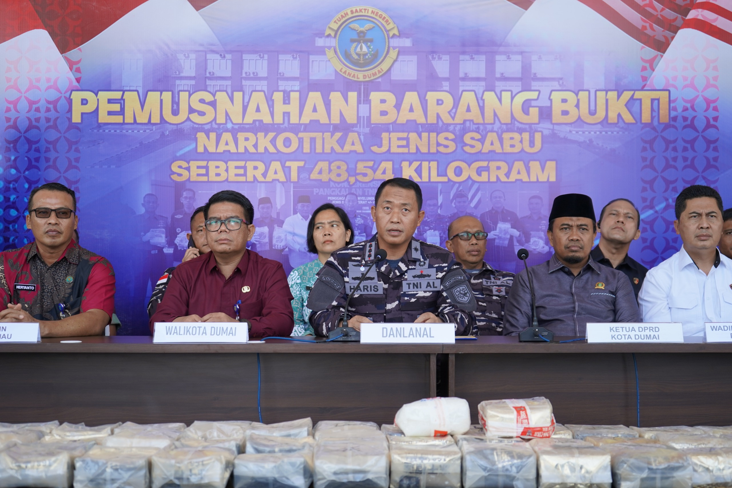 Langkah Nyata Berantas Peredaran Narkotika, Pangkalan TNI Angkatan Laut Dumai Musnahkan 48,54 Kilogram Narkotika Jenis Sabu